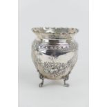 Edwardian silver fern pot, by Elkington & Co., Birmingham 1902, with a wavy edge, ovoid body