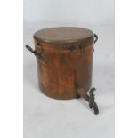 The Pratt's Club, a Victorian heavy copper hot water urn, with cover, inscribed to both the lid
