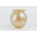 Robert Eickholt, iridescent glass vase, dated 1992, finished in an orange textured iridescence,