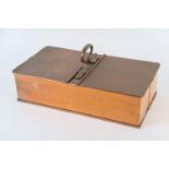 Victorian copper cool box, by Jones Bros., circa 1870, with central handle and two hinged covers,