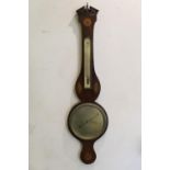 Mark Salla, George III fiddle mahogany and shell inlaid wheel barometer, with brass 21cm main