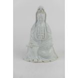 Chinese 'Blanc de Chine' figure of Guanyin (restored), height 20.5cm