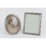 Dutch silver oval photograph frame, with scrolling pierced border, aperture size 14cm x 10.5cm; also