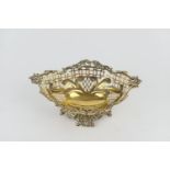 Victorian silver gilt bonbon dish, by William Comyns & Sons, London 1890, pierced oval form with