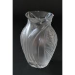 Lalique vase, moulded and frosted with ears of wheat in clear glass, engraved mark 'Lalique France',