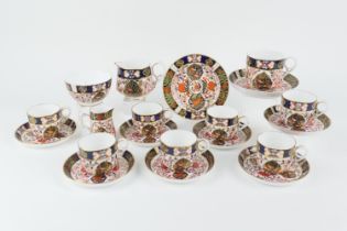 Crown Derby Porcelain imari coffee wares, circa 1878-1900, all pattern 198, comprising seven