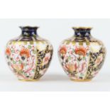 Pair of Royal Crown Derby ovoid vases, circa 1906/07, shouldered ovoid form with short neck,