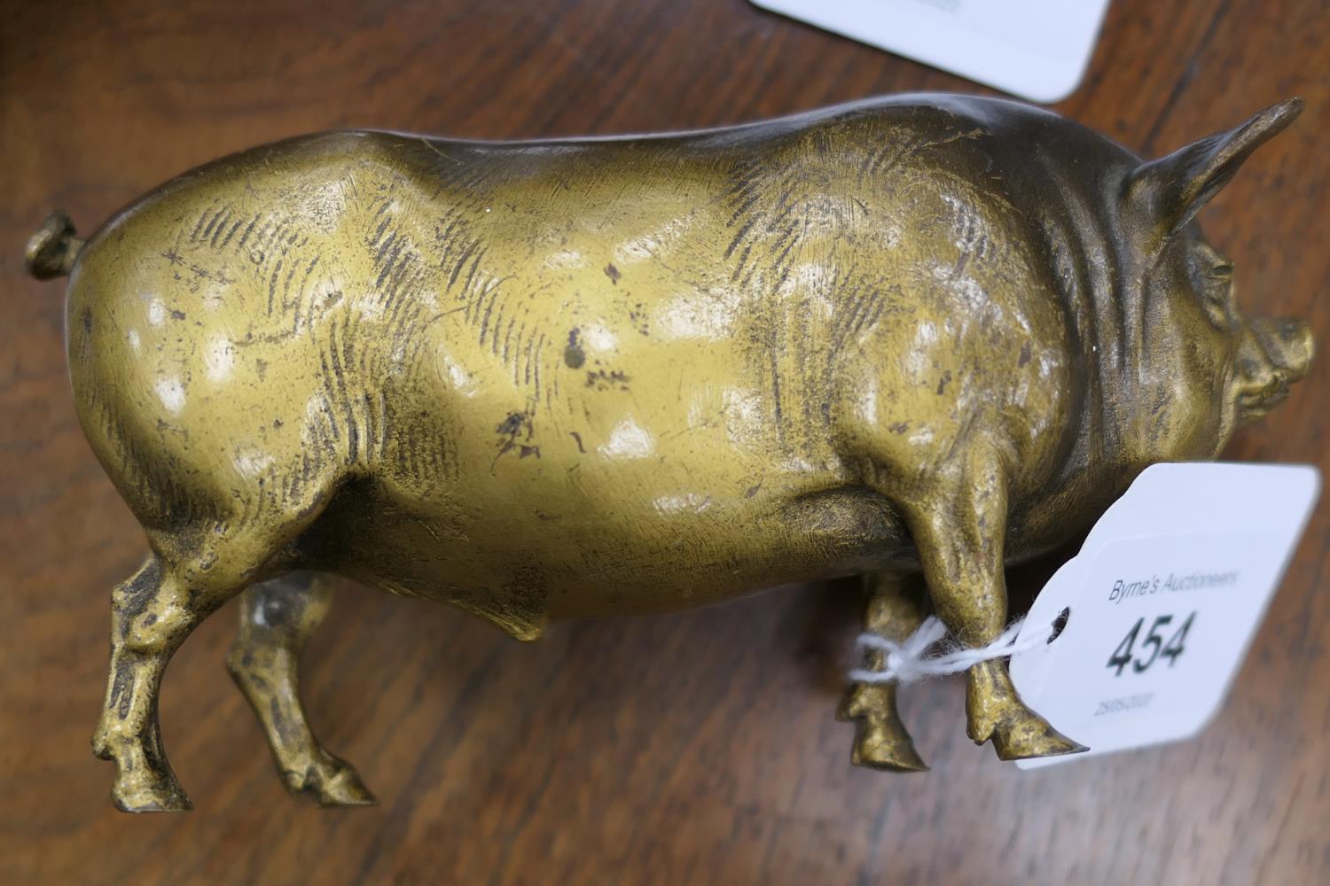 Austrian cold painted bronze pot bellied pig, circa 1900, height 7cm; also two similar, smaller - Image 6 of 7