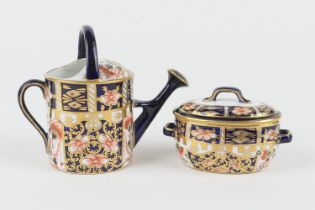 Royal Crown Derby miniature tureen and cover, circa 1912, pattern 6299, 5cm; also a Royal Crown