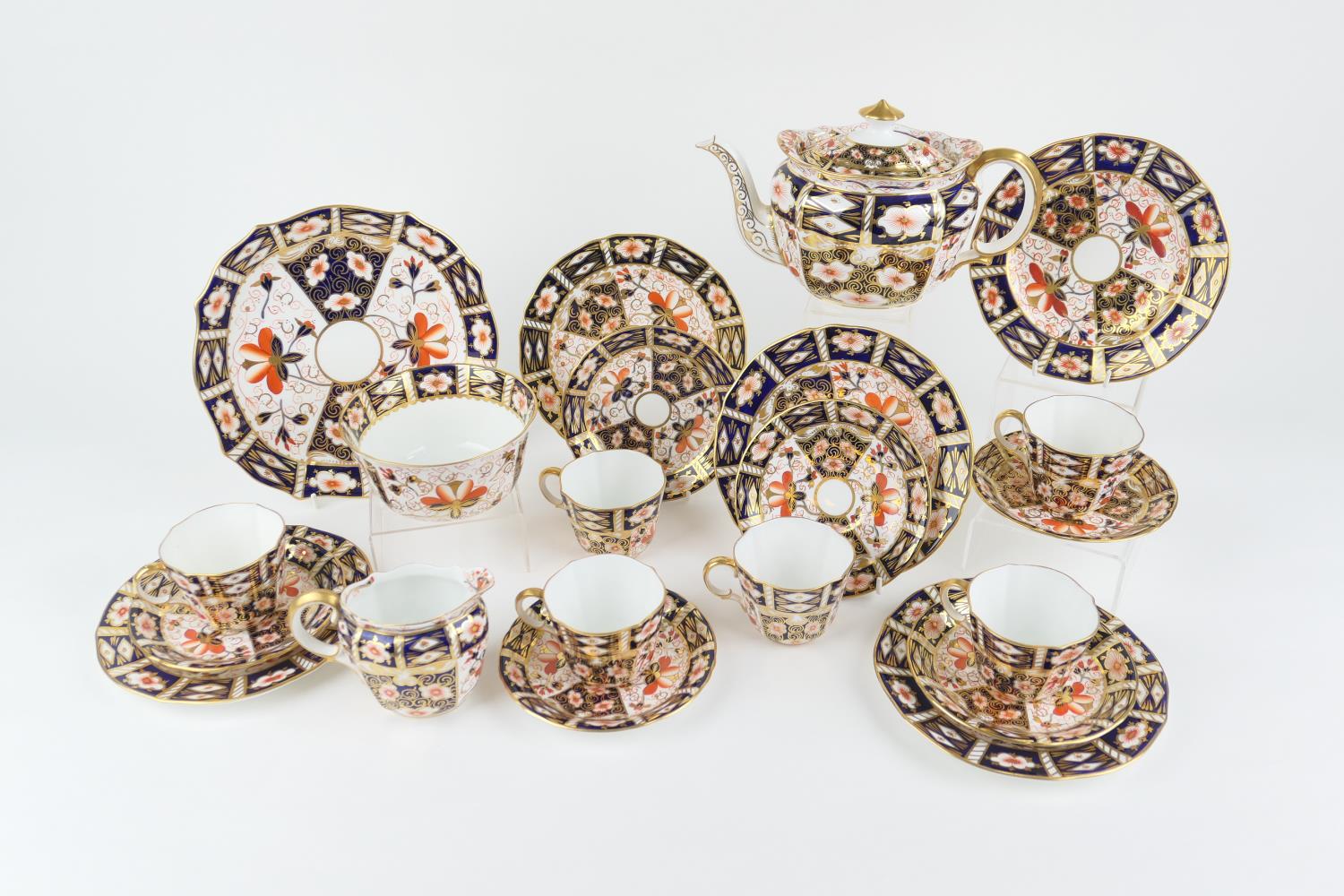 Royal Crown Derby old imari composite tea service, pattern 2451, date codes for circa 1901-39,