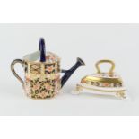 Royal Crown Derby miniature imari watering can, circa 1907, pattern 6299, 8cm; also a modern Royal