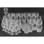 Part suite of Waterford Colleen pattern glassware comprising six pedestal hock glasses, height 19cm;