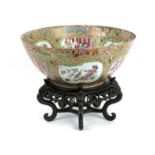 Cantonese famille rose large bowl, early 19th Century, decorated in typical fashion with panels