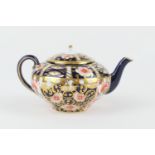 Royal Crown Derby miniature teapot, circa 1906, pattern 6299, decorated in imari colours, printed