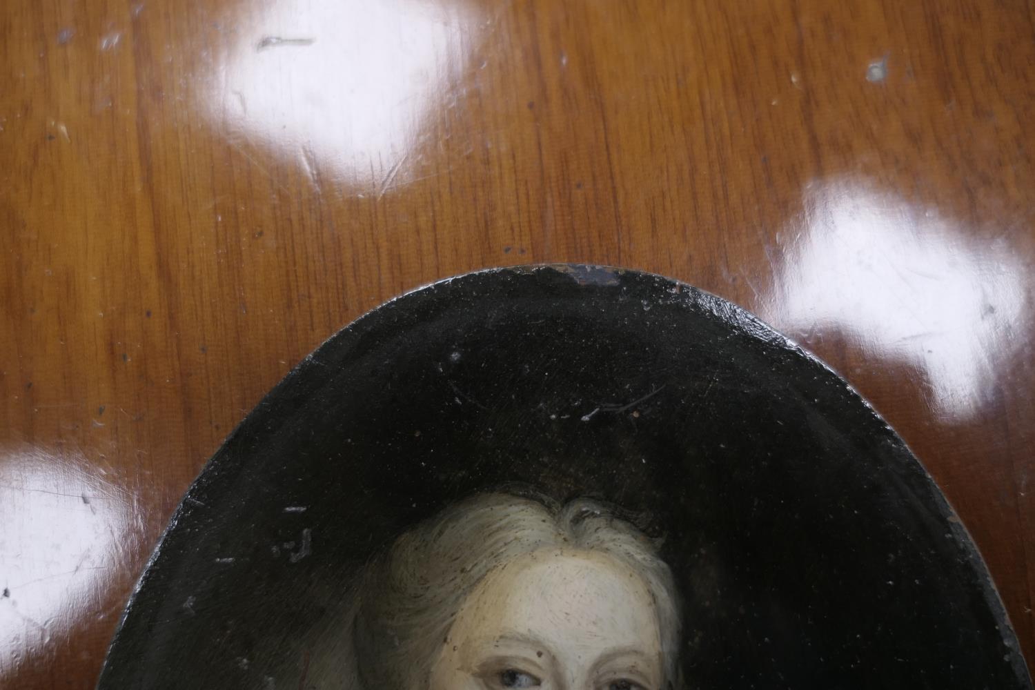 Georgian portrait miniature, probably early to mid 18th Century, featuring a young lady in a blue - Image 8 of 11