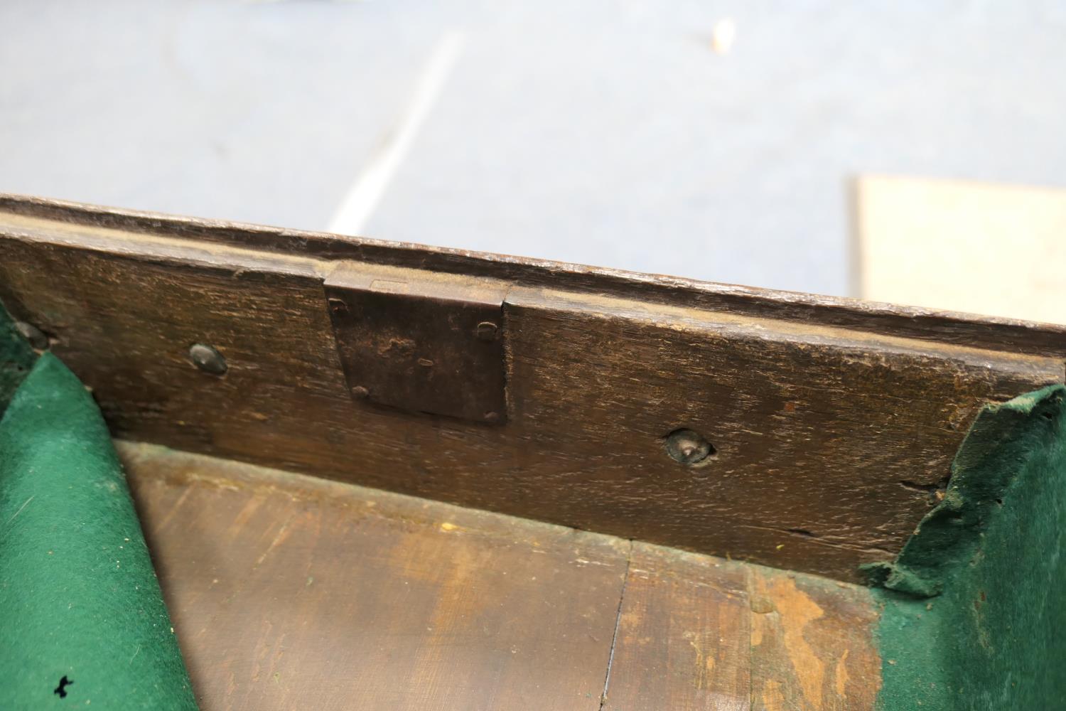 George II oak inverted breakfront dresser, circa 1730-50, two plank top over a central short - Image 16 of 16