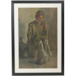 Anglo-Indian School (early 20th Century), The old soldier, oil on paper, indistinctly signed, 69cm x
