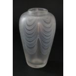 Wallace & Sanders, studio glass vase, shouldered form decorated with white latticino swags,