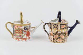 Royal Crown Derby miniature watering can, circa 1920, decorated in imari colours, pattern 6299,