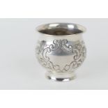 Edwardian silver beaker, marks rubbed, possibly Birmingham 1906, baluster form decorated with a band