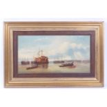Follower of Thomas Luny (1759-1837), The prison ship, oil on canvas, 27cm x 37.5cm