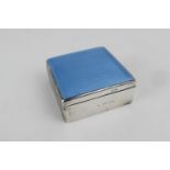 George V silver and blue enamelled cigarette box, by H Matthews, Birmingham 1924, blue guilloche