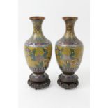 Pair of Chinese cloisonne vases, late 19th or early 20th Century, decorated with chrysanthemum and