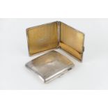 George V silver cigarette case, by J Collyer Ltd, Birmingham 1929, curvex form with engine turned