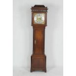 R Hampson, Warrington, oak and mahogany eight day longcase clock, the hood with caddy top and