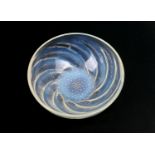 Lalique Poisson bowl, moulded with fishes and tinted with blue opalescence, moulded mark 'R