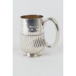 Victorian silver christening tankard, by Nathan & Hayes, Birmingham 1891, half reeded form with