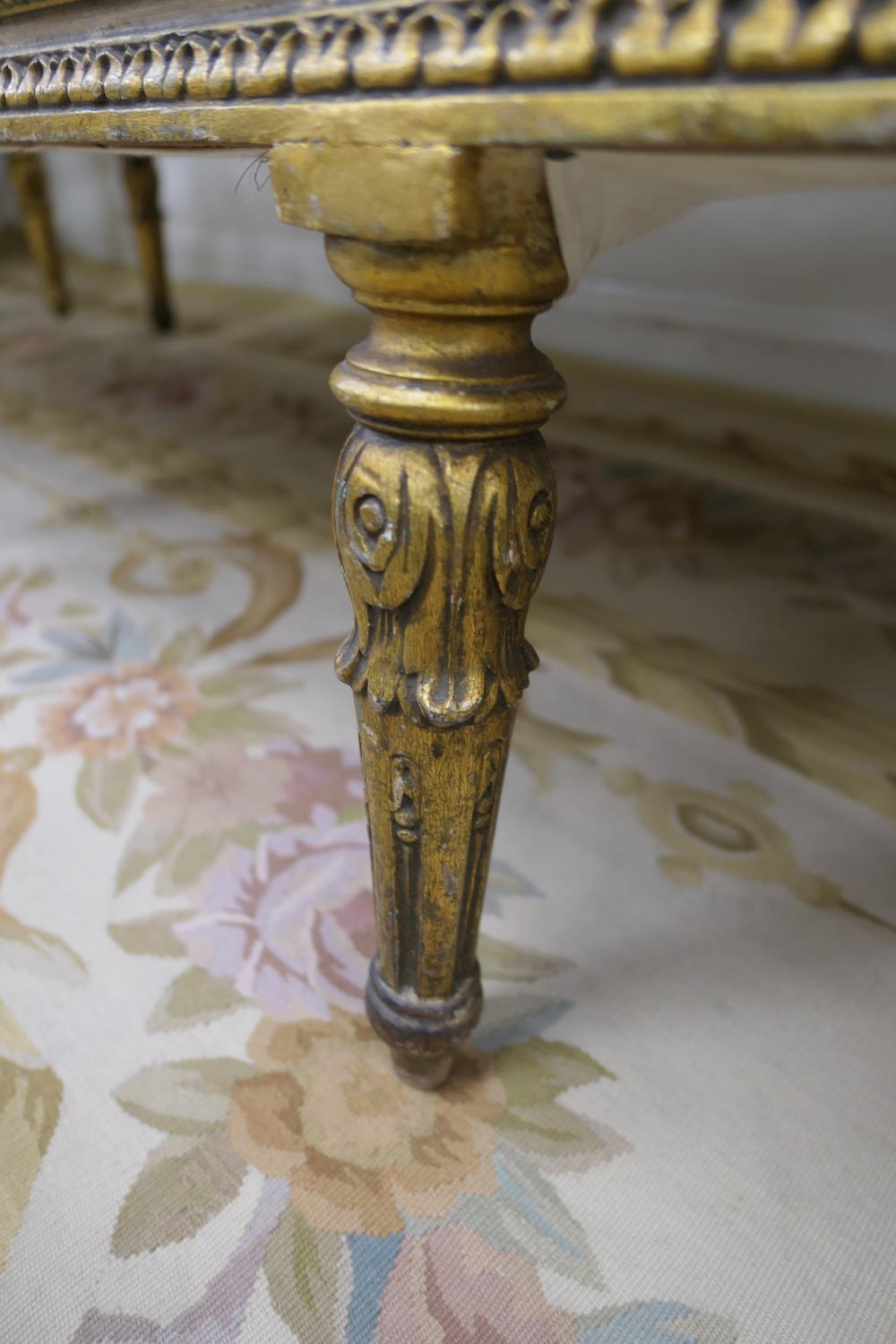 French giltwood salon suite, in Baroque style, comprising canape with a moulded foliate cresting - Image 10 of 15