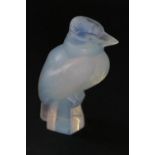 Sabino moulded glass bird, tinted throughout with blue opalescence, signed 'Sabino France', height
