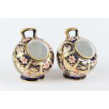 Matched pair of Royal Crown Derby imari teaspoon warmers (miniature coal scuttles), pattern 6299,