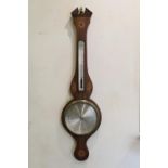 Molton, Norwich, late George III mahogany and inlaid wheel barometer, height 99cm