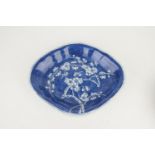 Chinese blue and white prunus blossom lozenge shaped dish, 19th Century, 26.5cm