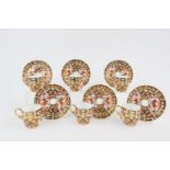 Royal Crown Derby set of six coffee cups and saucers, circa 1895, in Imari palette, pattern 2451,