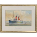 English School (20th Century), RMS Campania in the Mersey, 1893, watercolour, 24cm x 39cm