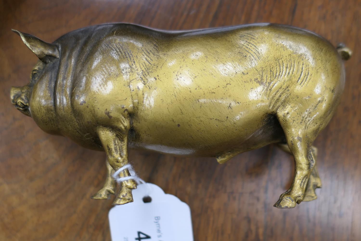 Austrian cold painted bronze pot bellied pig, circa 1900, height 7cm; also two similar, smaller - Image 5 of 7