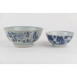 Two Teksing Cargo blue and white bowls, 17 and 12.5cm diameter
