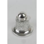 Horse racing interest: A novelty silver and cut glass inkwell, Birmingham 2000, having a hinged