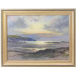 Peter Ghent (1856-1911), coastal sunset, oil on board, signed, 38cm x 51cm