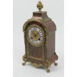 French boulle mantel clock, dial with enamelled blue Roman numerals, cast brass mounts, movement