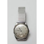 Omega stainless steel gent's vintage wristwatch, 29mm silvered dial with Arabic and dot numerals,