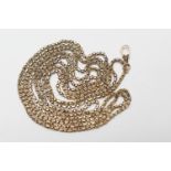 9ct gold fancy link guard chain, with spring clip, length 158cm, weight approx. 38.6g