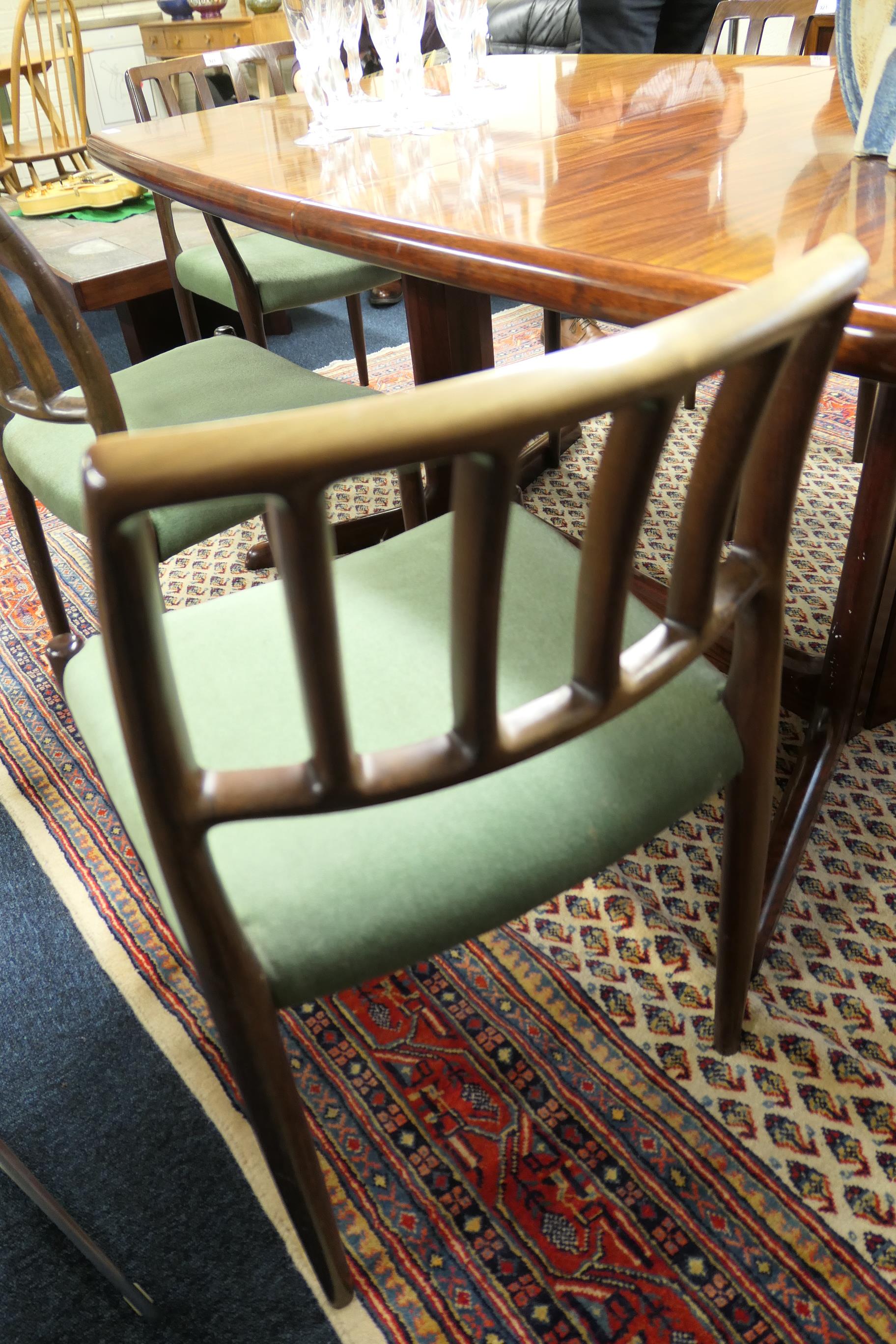 Skovby rosewood dining suite, circa 1970s/80s, comprising extending dining table with extra leaves - Image 3 of 7