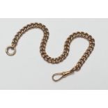 9ct gold curb link watch chain bracelet, with spring clip, length 19.5cm, weight approx. 16.8g