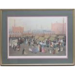 Helen Layfield Bradley (1900-79), 'Hollingwood Market', lithograph in colours, signed in pencil to