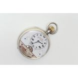 Hebdomas patent eight day silver pocket watch, London import marks for 1919, 40mm dial with Roman