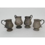 Two pairs of Indian white metal baluster tankards (Kutch, West India), circa 1900, each of